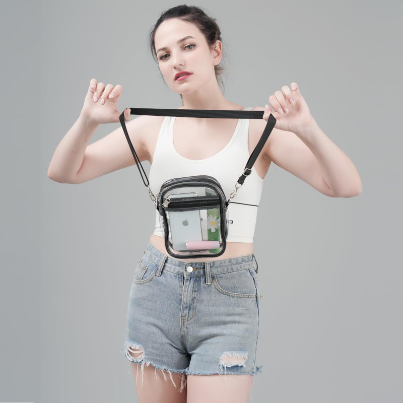 COVAX Clear Purse Bag for Stadium Events, Clear Crossbody Bag Stadium Approved for Concerts, Festivals (Black-S) - Image 4